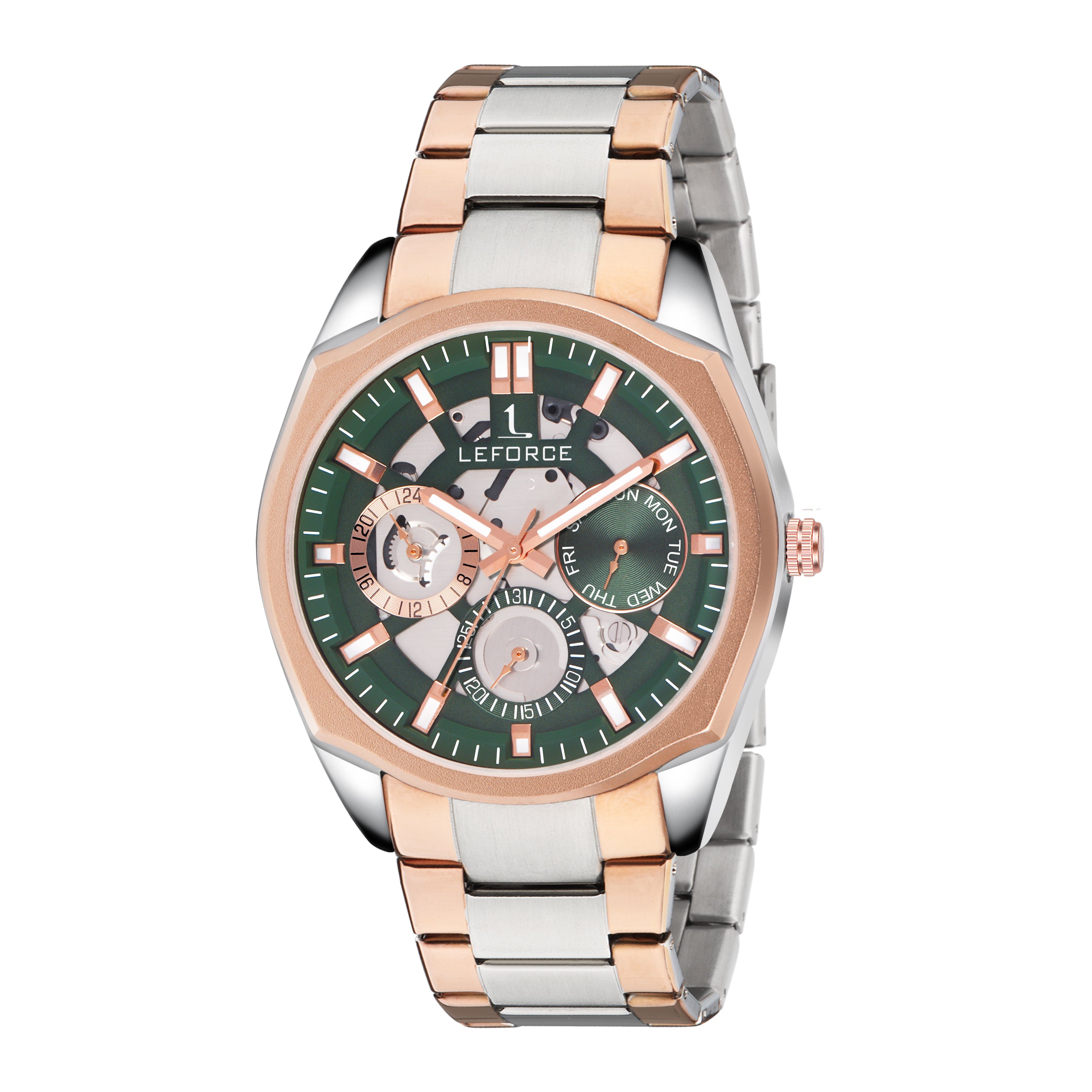 LEFORCE JM78KBM Men's Rose Gold Skeleton Watch