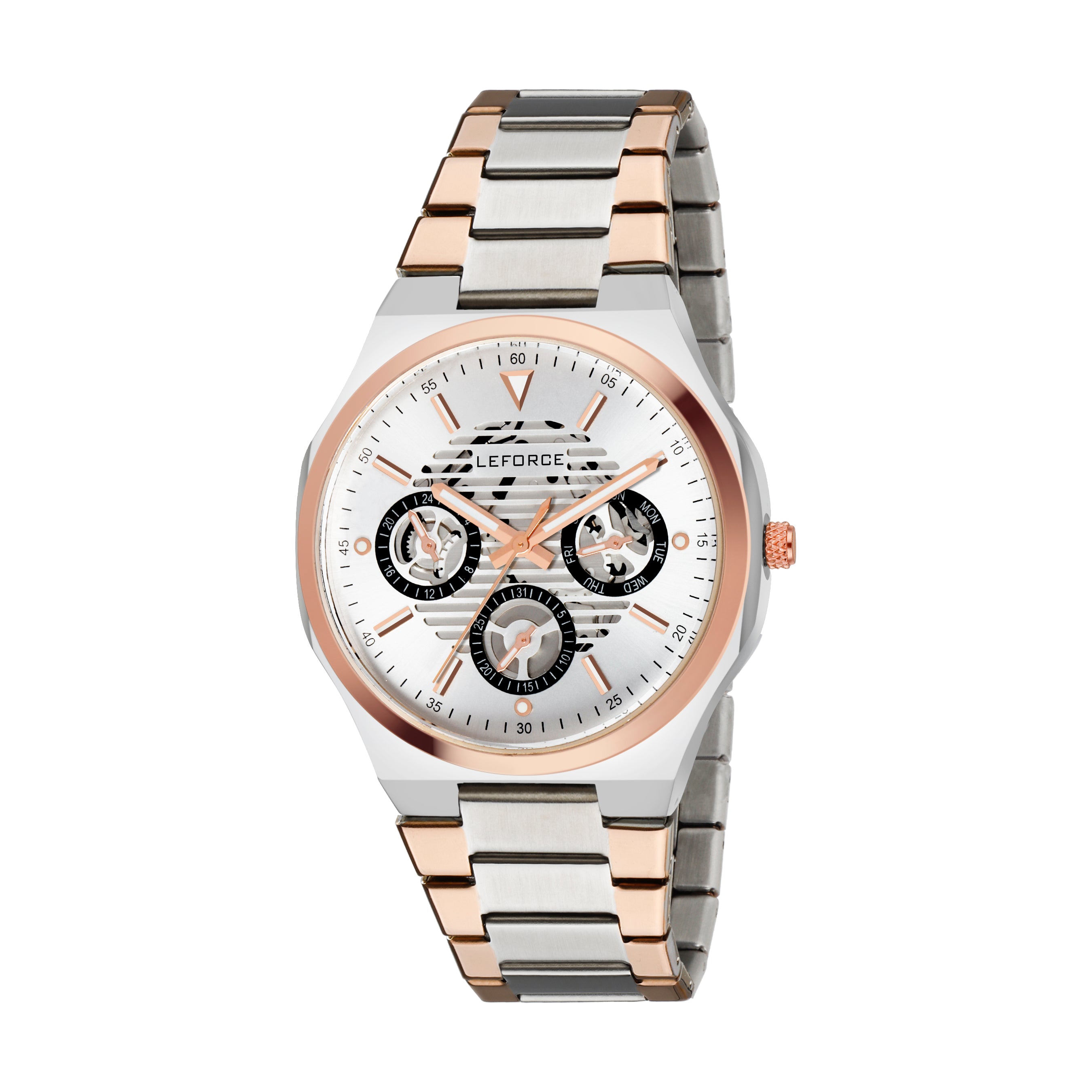 LEFORCE Men's Rose Gold Two-Tone Skeleton Watch – JRS07KBM