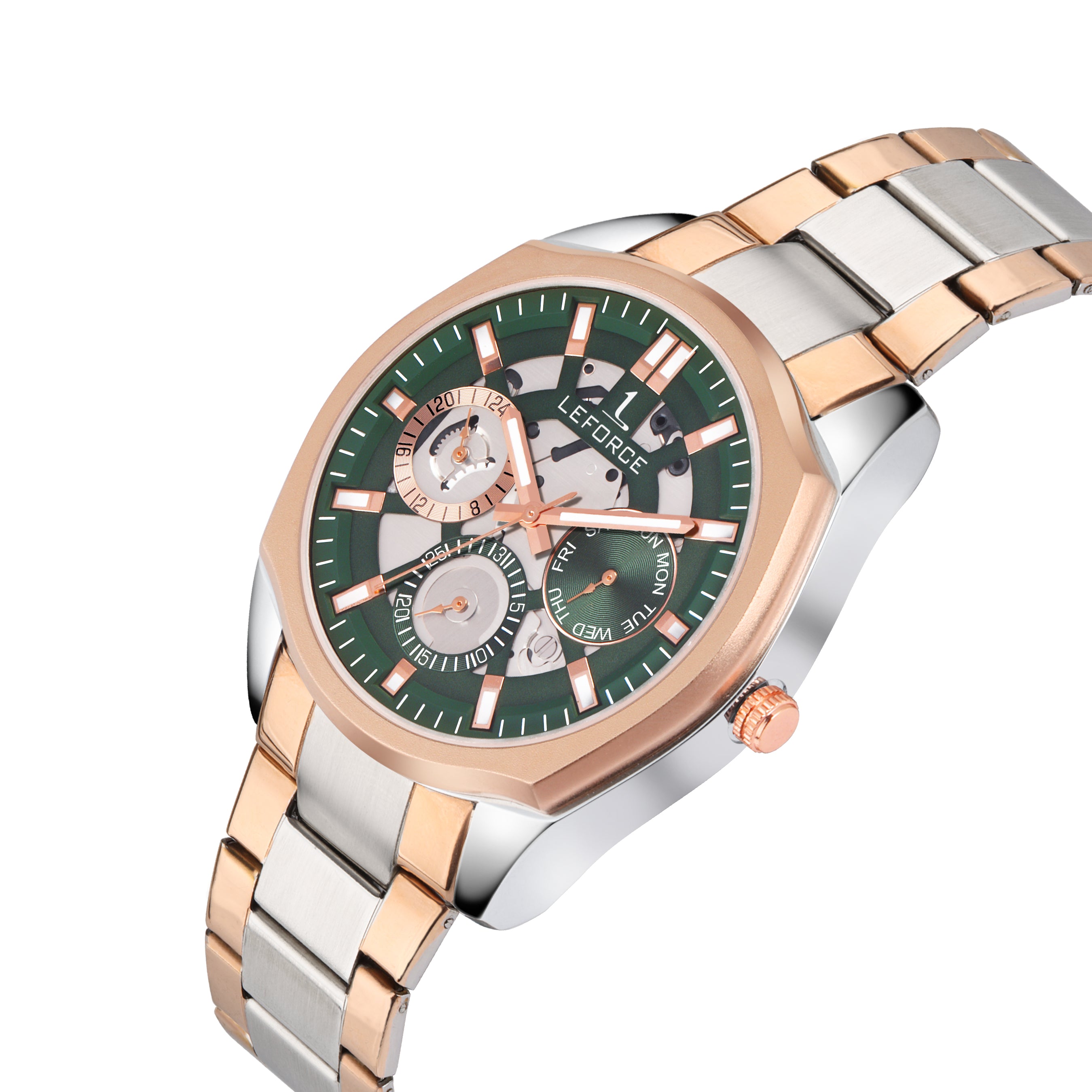 LEFORCE JM78KBM Men's Rose Gold Skeleton Watch