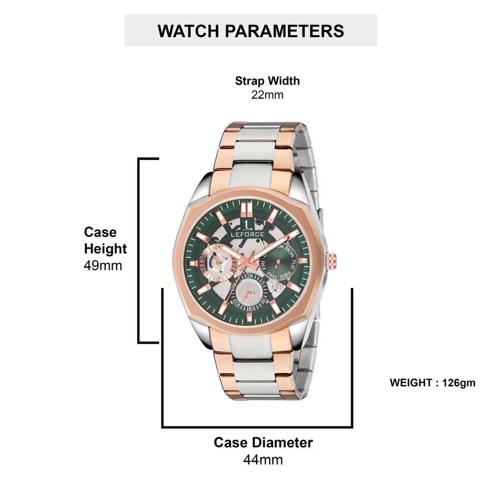 LEFORCE JM78KBM Men's Rose Gold Skeleton Watch
