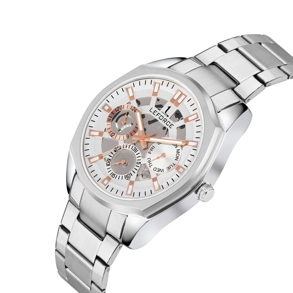 LEFORCE Men's Rose Gold Two-Tone Skeleton Watch – JM78SM