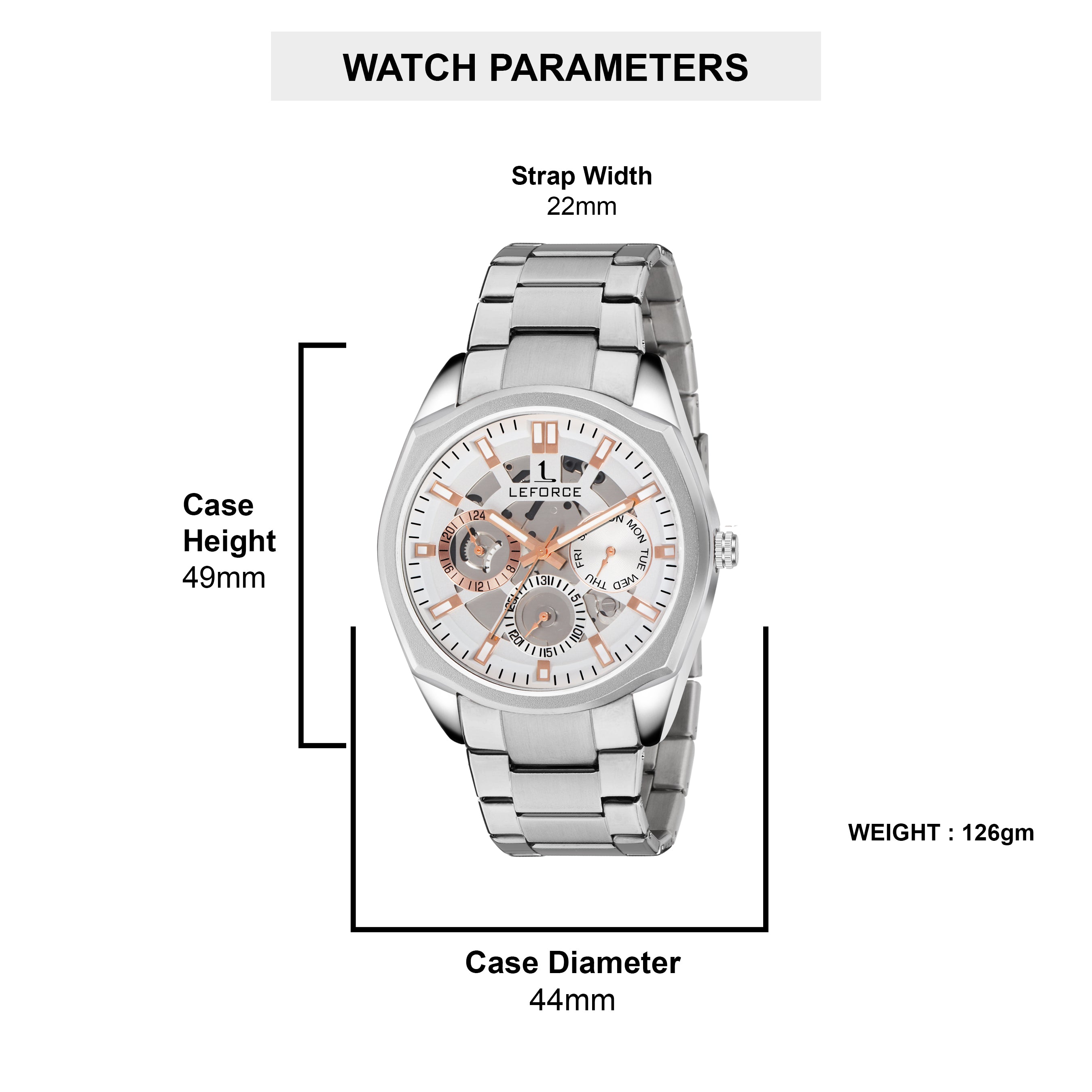 LEFORCE Men's Rose Gold Two-Tone Skeleton Watch – JM78SM