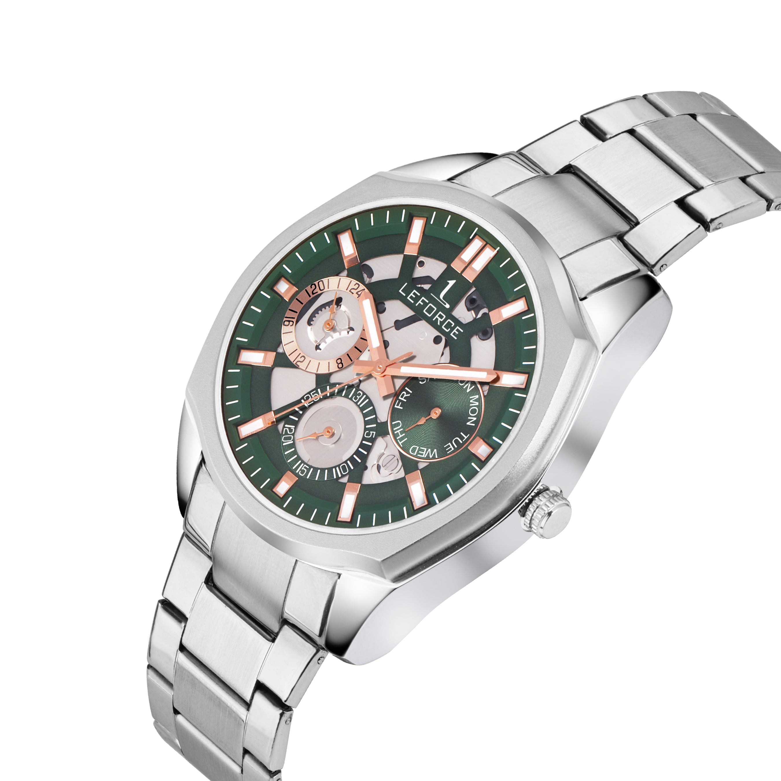 LEFORCE Men's Rose Gold Two-Tone Skeleton Watch – JM78SM