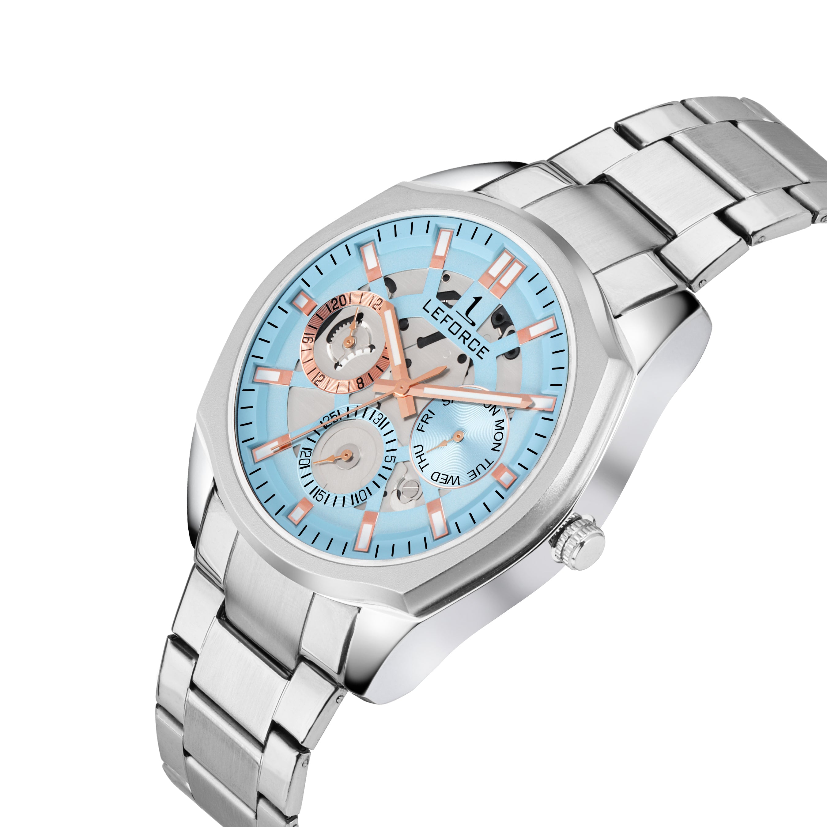 LEFORCE Men's Rose Gold Two-Tone Skeleton Watch – JM78SM