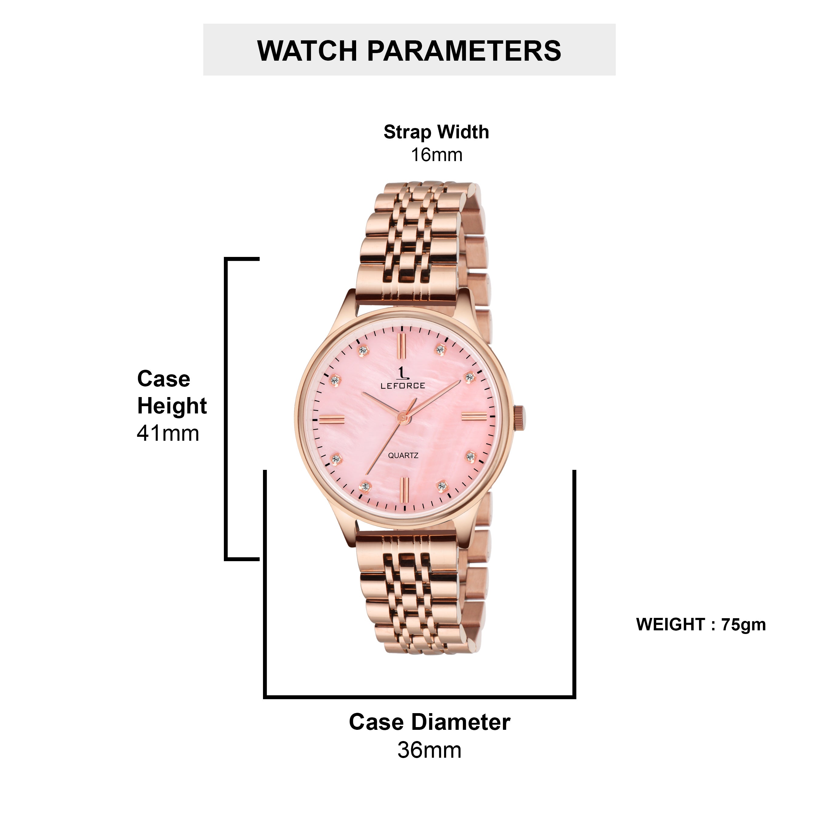 LEFORCE Women's Rose Gold Stainless Steel Watch – C2221