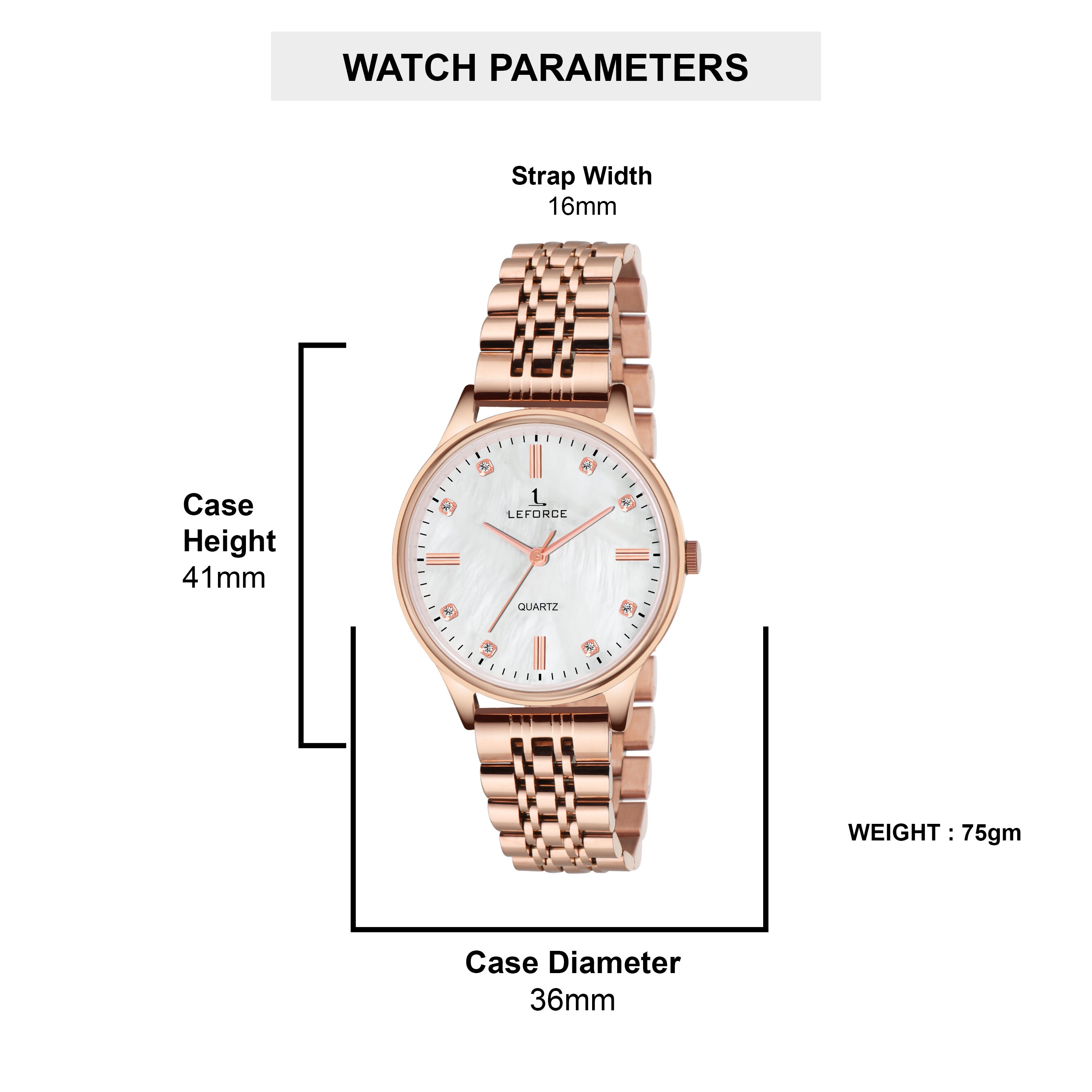 LEFORCE Women's Rose Gold Stainless Steel Watch – C2221