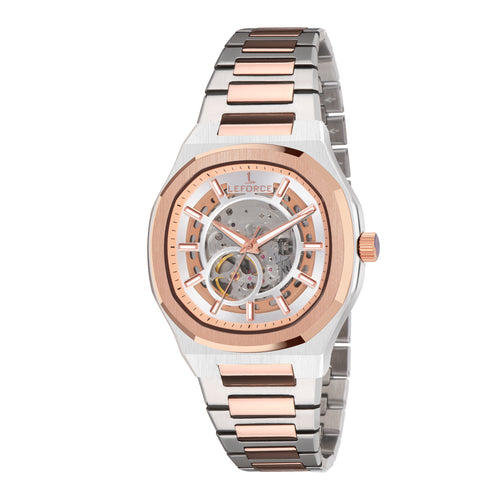 LEFORCE Men's Automatic Open Heart Watch – EP247KBM (White & Rose Gold)