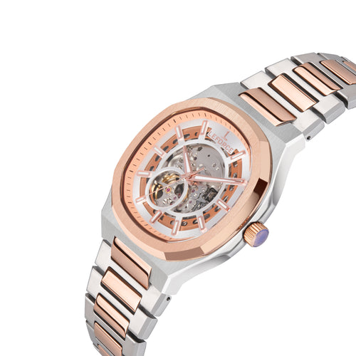 LEFORCE Men's Automatic Open Heart Watch – EP247KBM (White & Rose Gold) - Alternate view