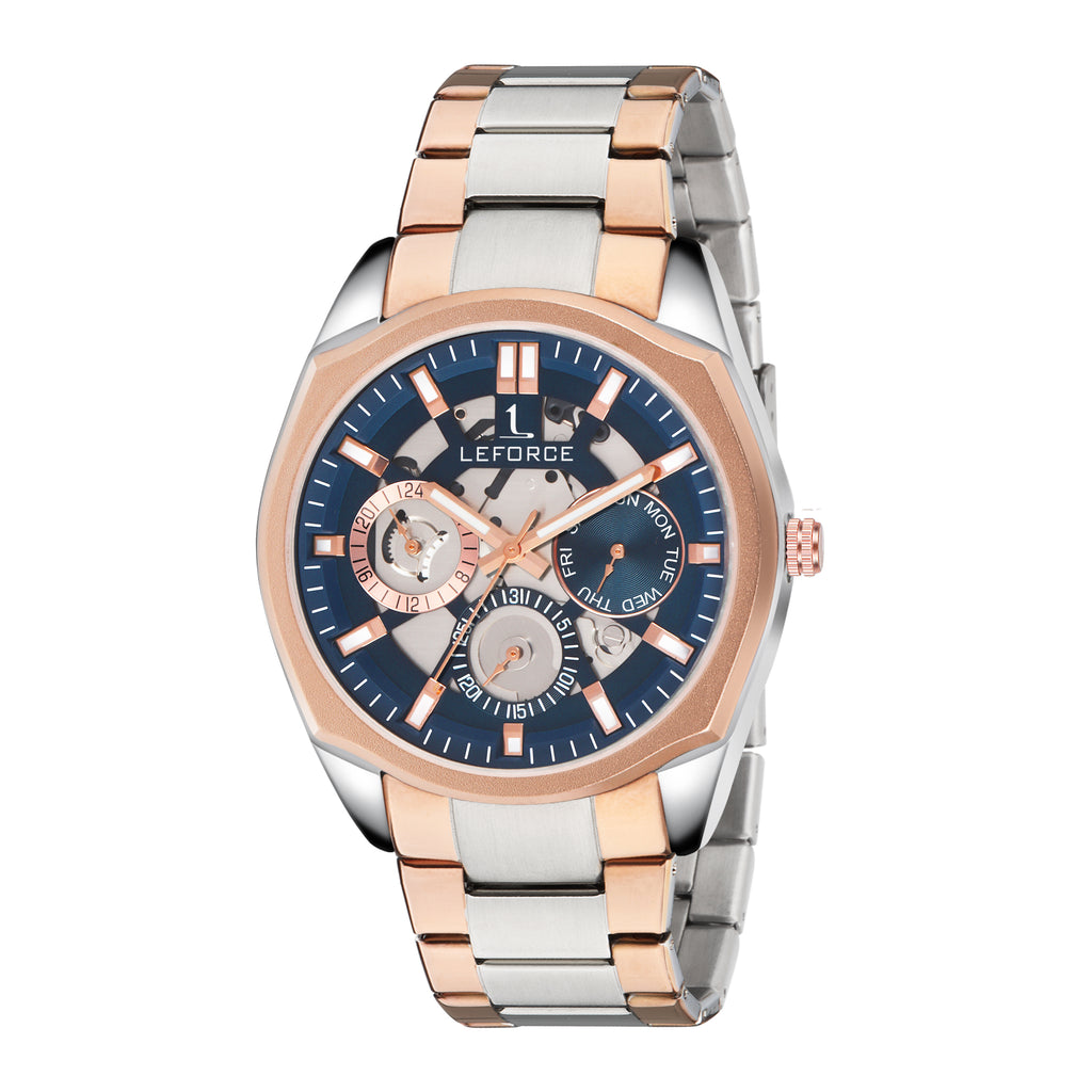 LEFORCE JM78KBM Men's Rose Gold Skeleton Watch