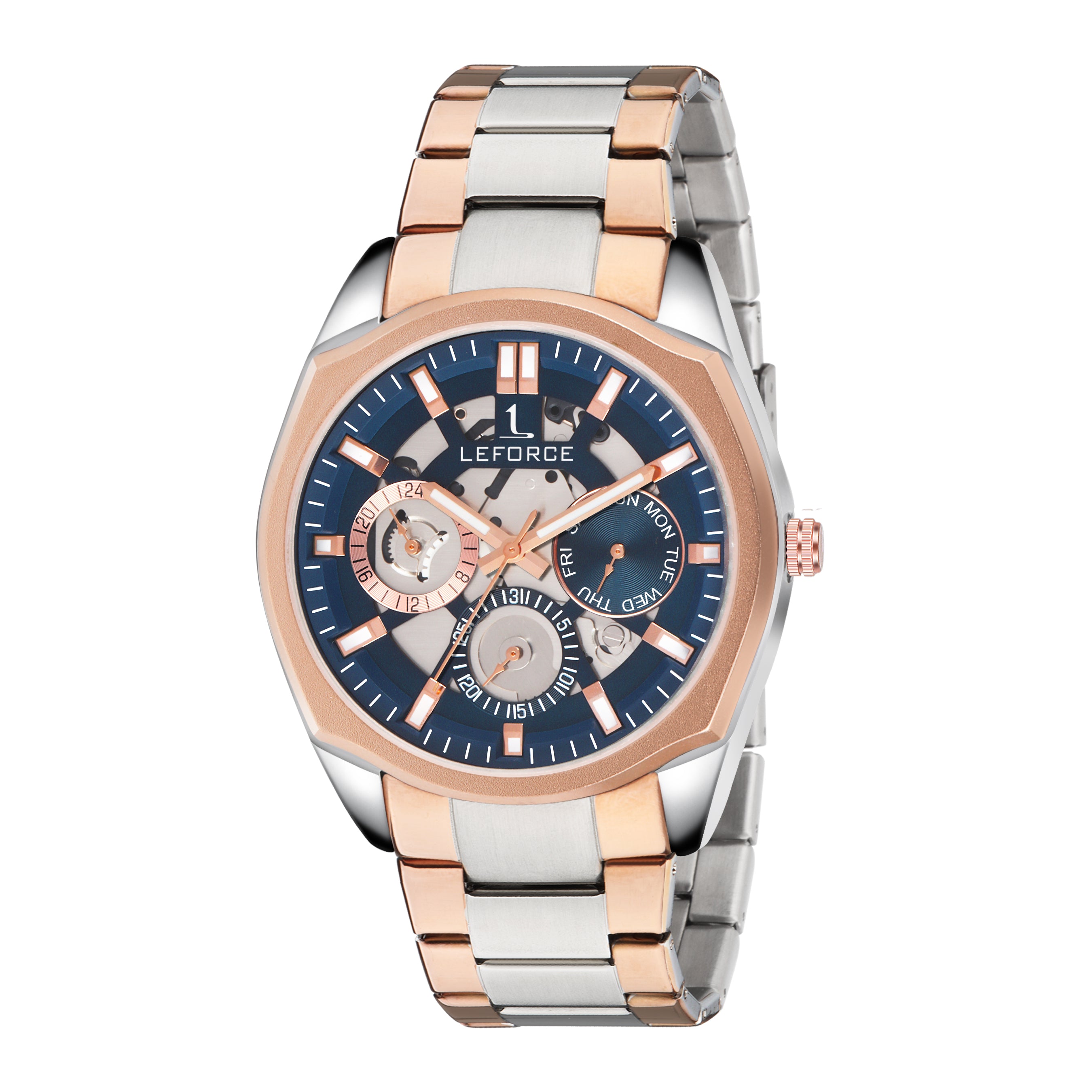 LEFORCE JM78KBM Men's Rose Gold Skeleton Watch