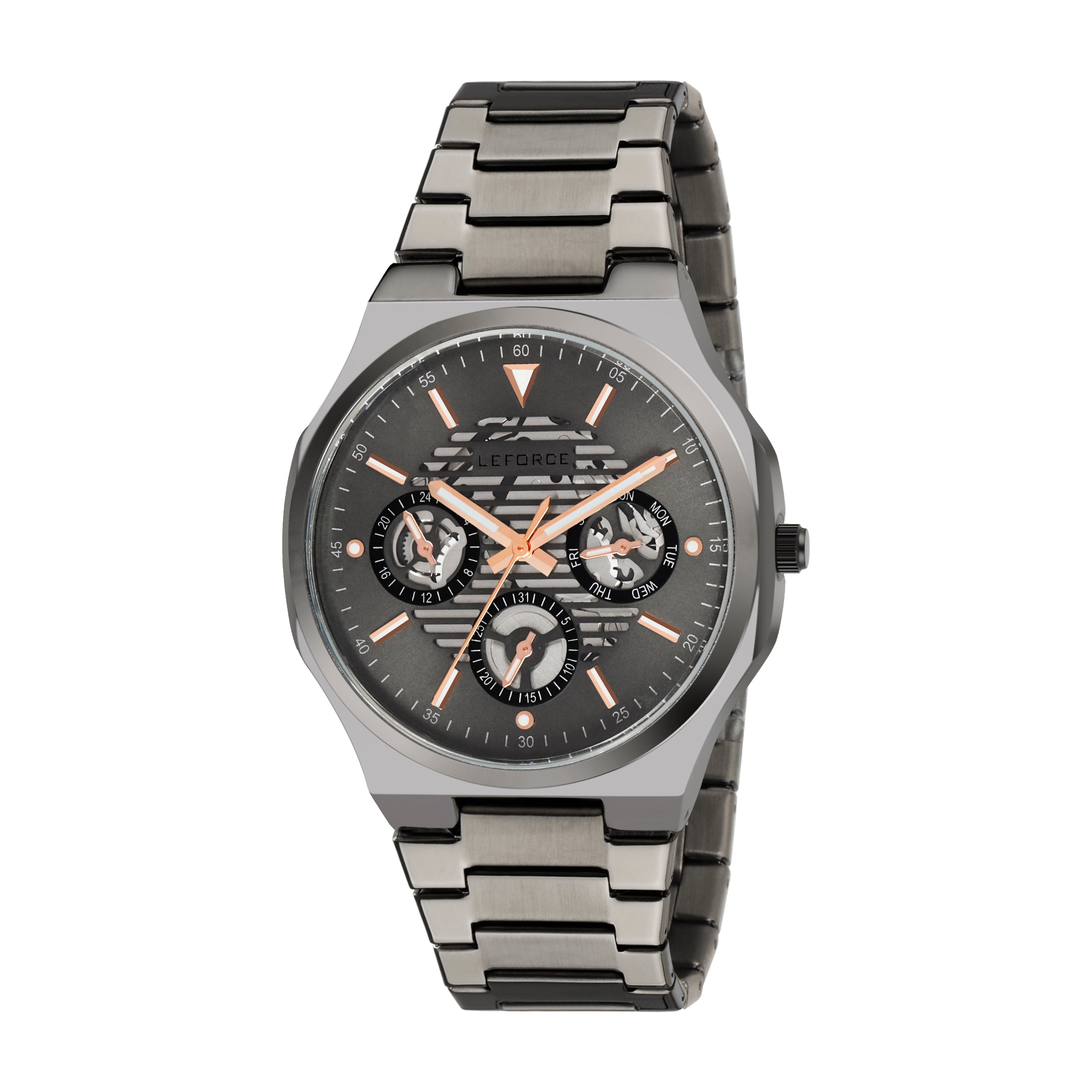 LEFORCE Men's Rose Gold Two-Tone Skeleton Watch – JRS07GM