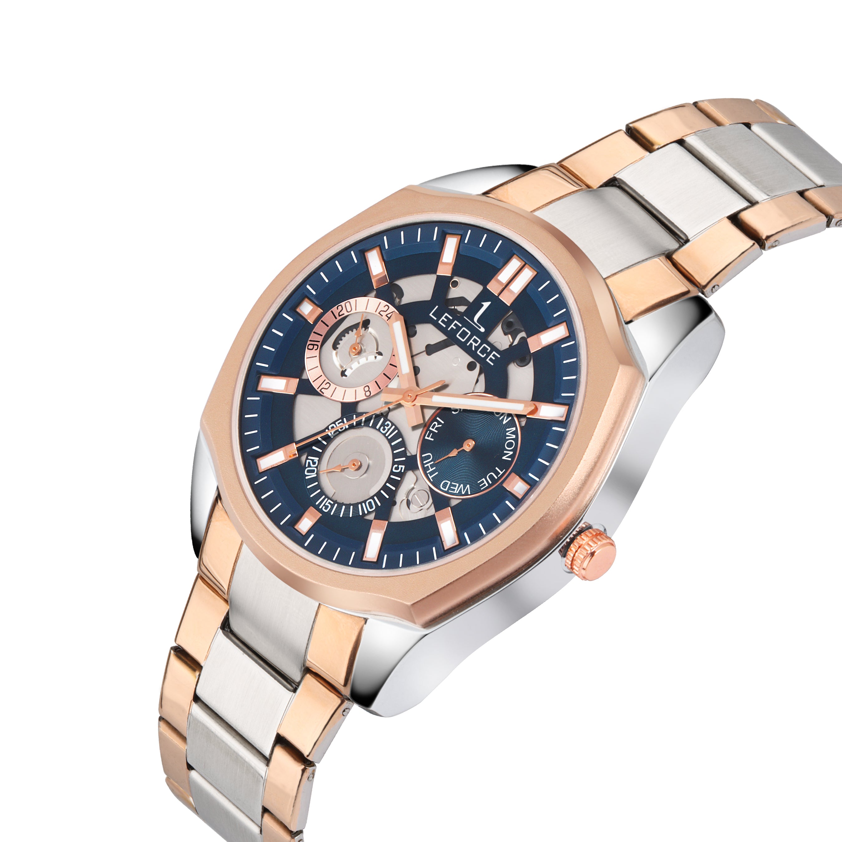 LEFORCE JM78KBM Men's Rose Gold Skeleton Watch