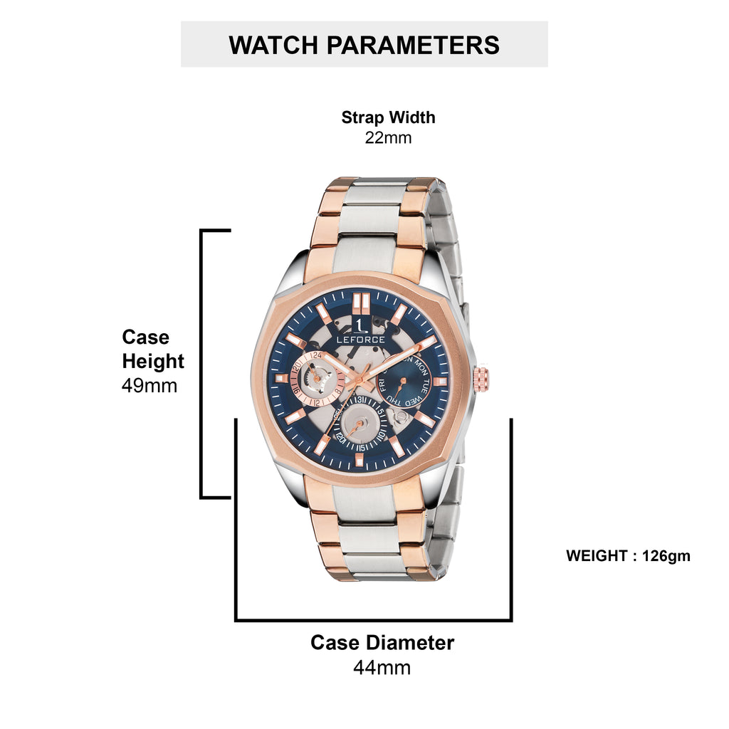 LEFORCE JM78KBM Men's Rose Gold Skeleton Watch