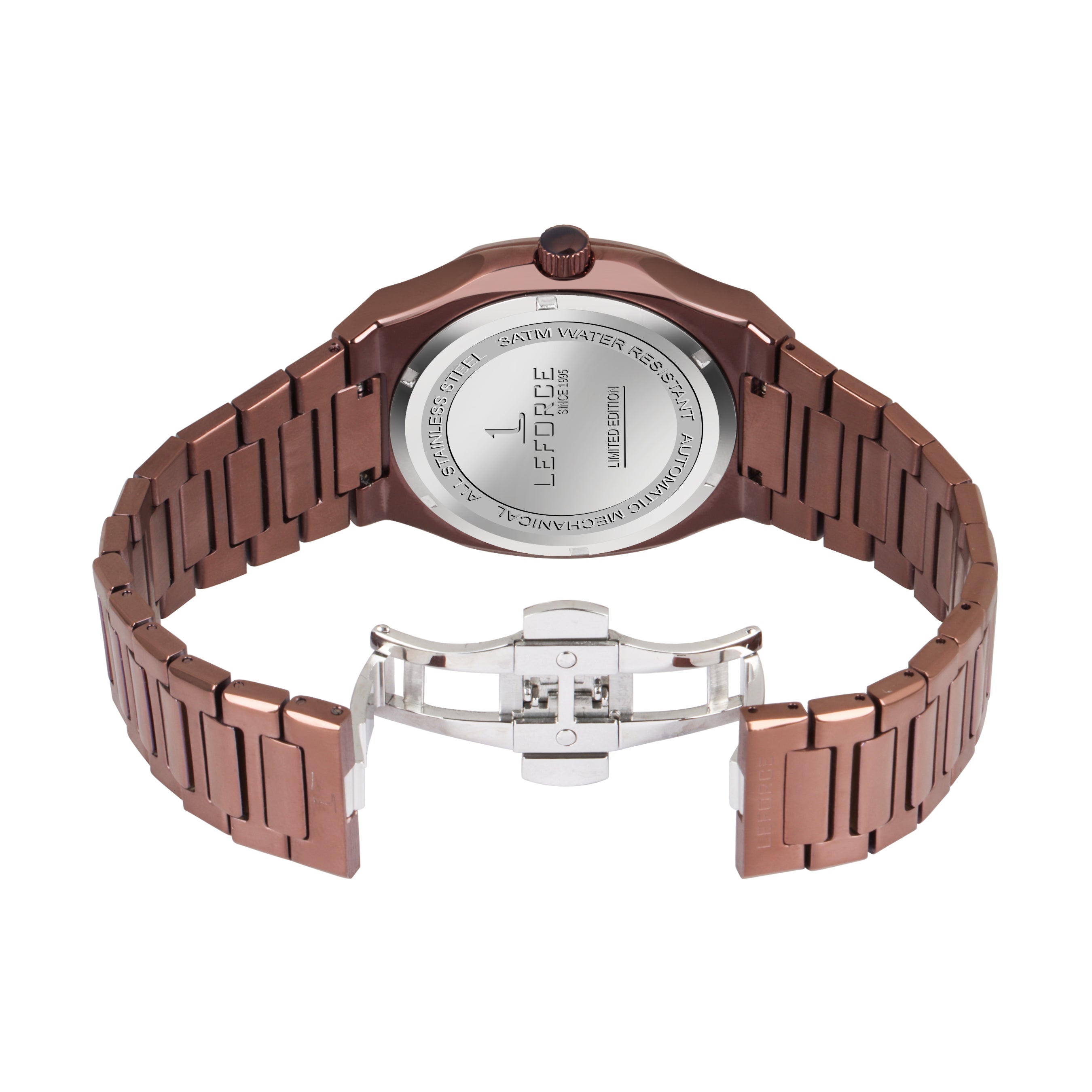 LEFORCE Men's Automatic Open Heart Watch – EP247CM (Brown)