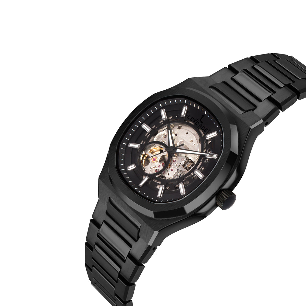 LEFORCE Men's Automatic Open Heart Watch – EP247NM (Black)
