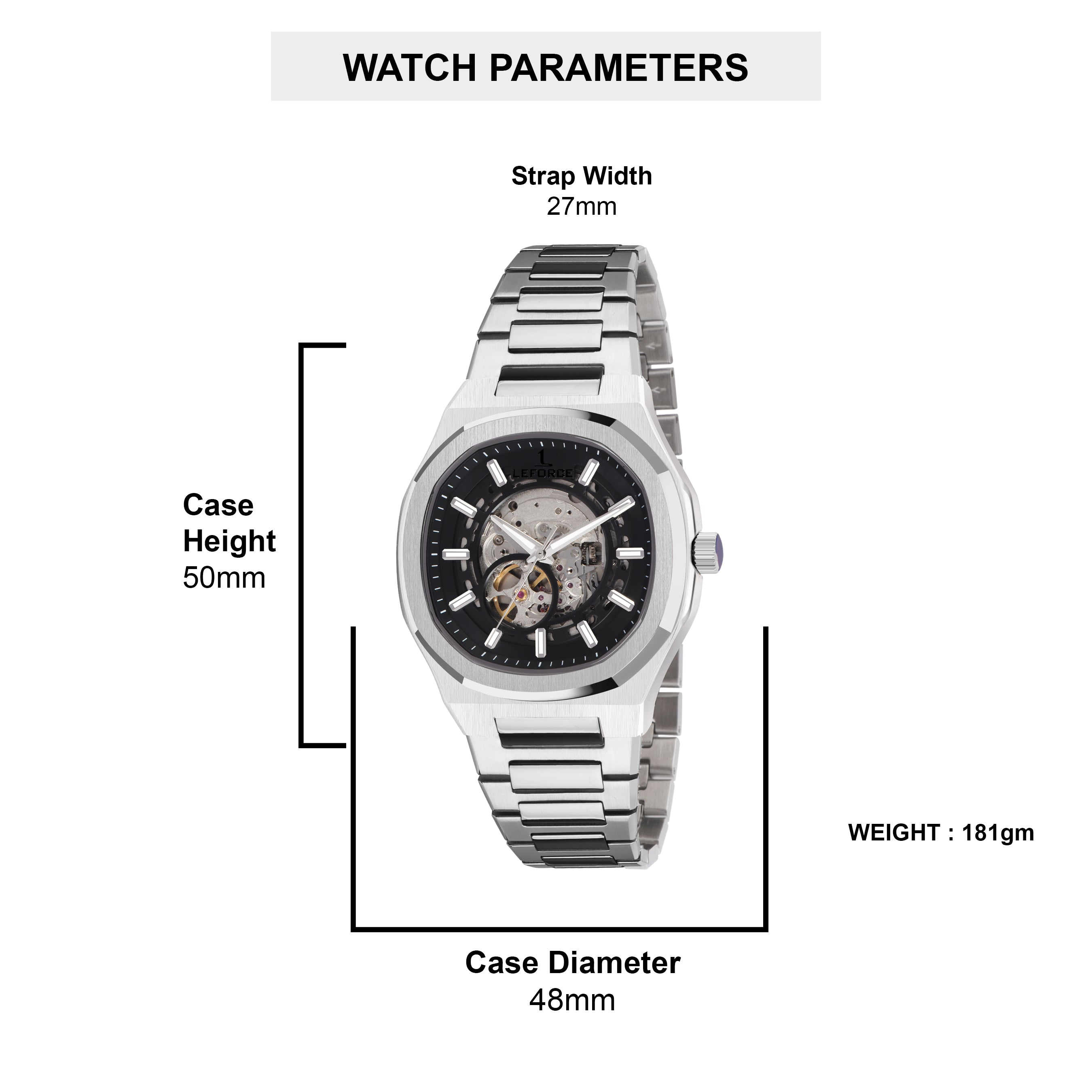 LEFORCE Men's Automatic Open Heart Watch – EP247SM