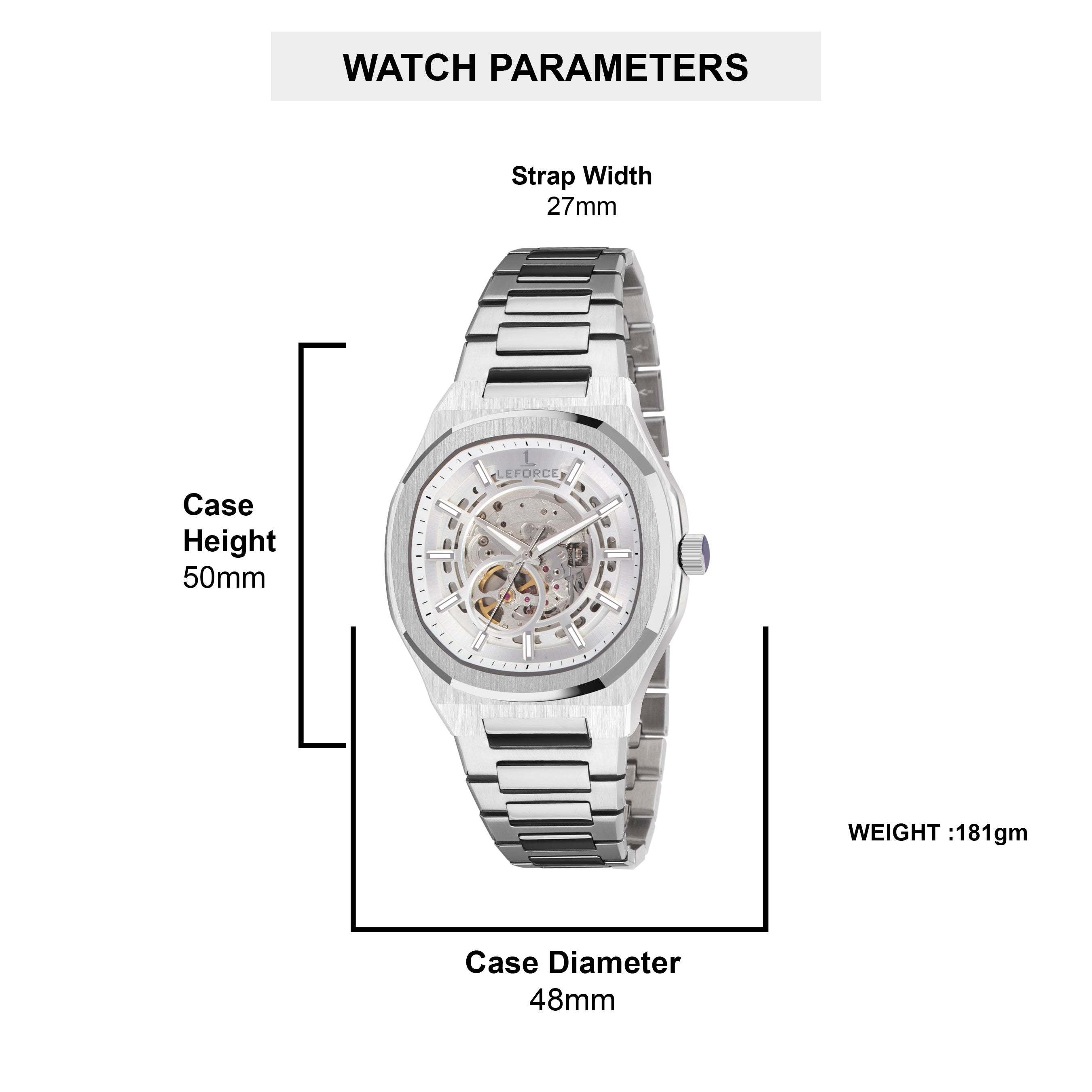 LEFORCE Men's Automatic Open Heart Watch – EP247SM