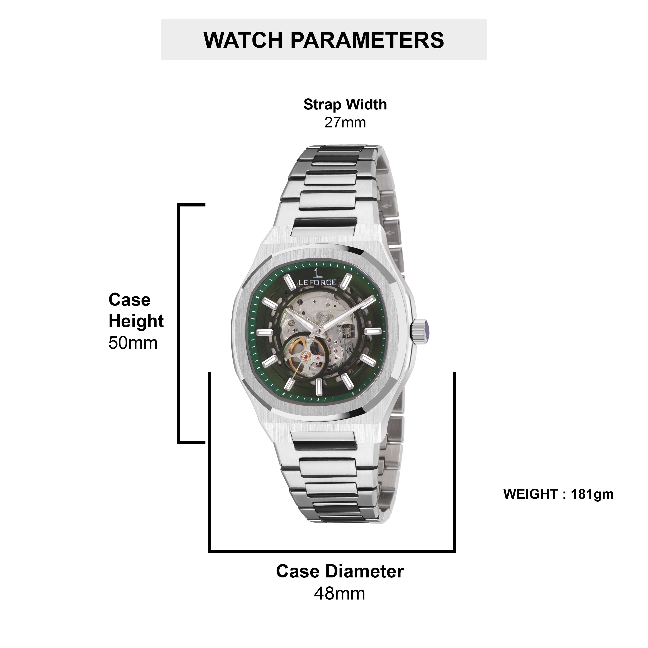 LEFORCE Men's Automatic Open Heart Watch – EP247SM