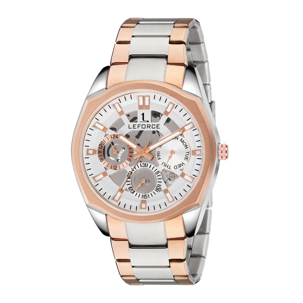 LEFORCE JM78KBM Men's Rose Gold Skeleton Watch