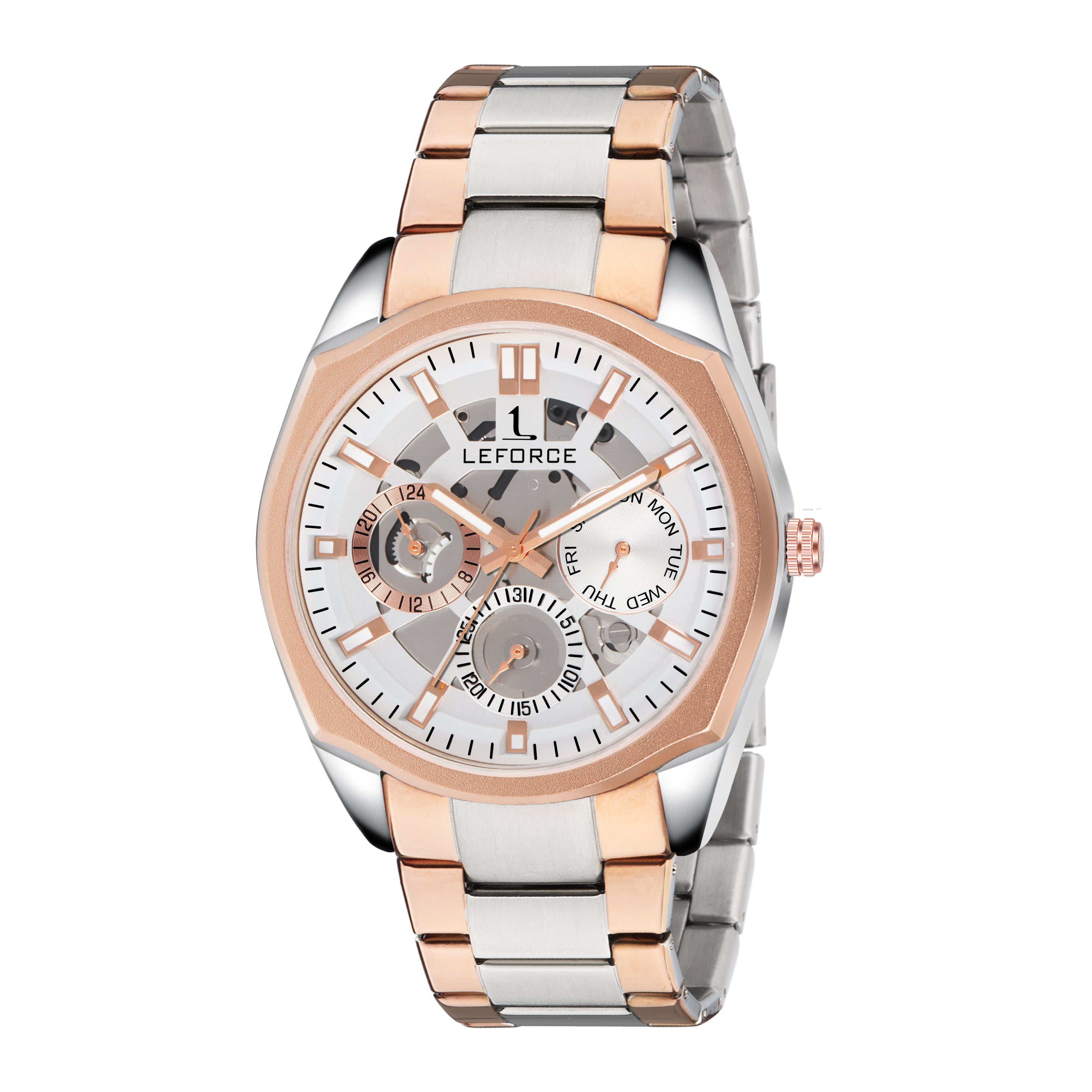 LEFORCE JM78KBM Men's Rose Gold Skeleton Watch