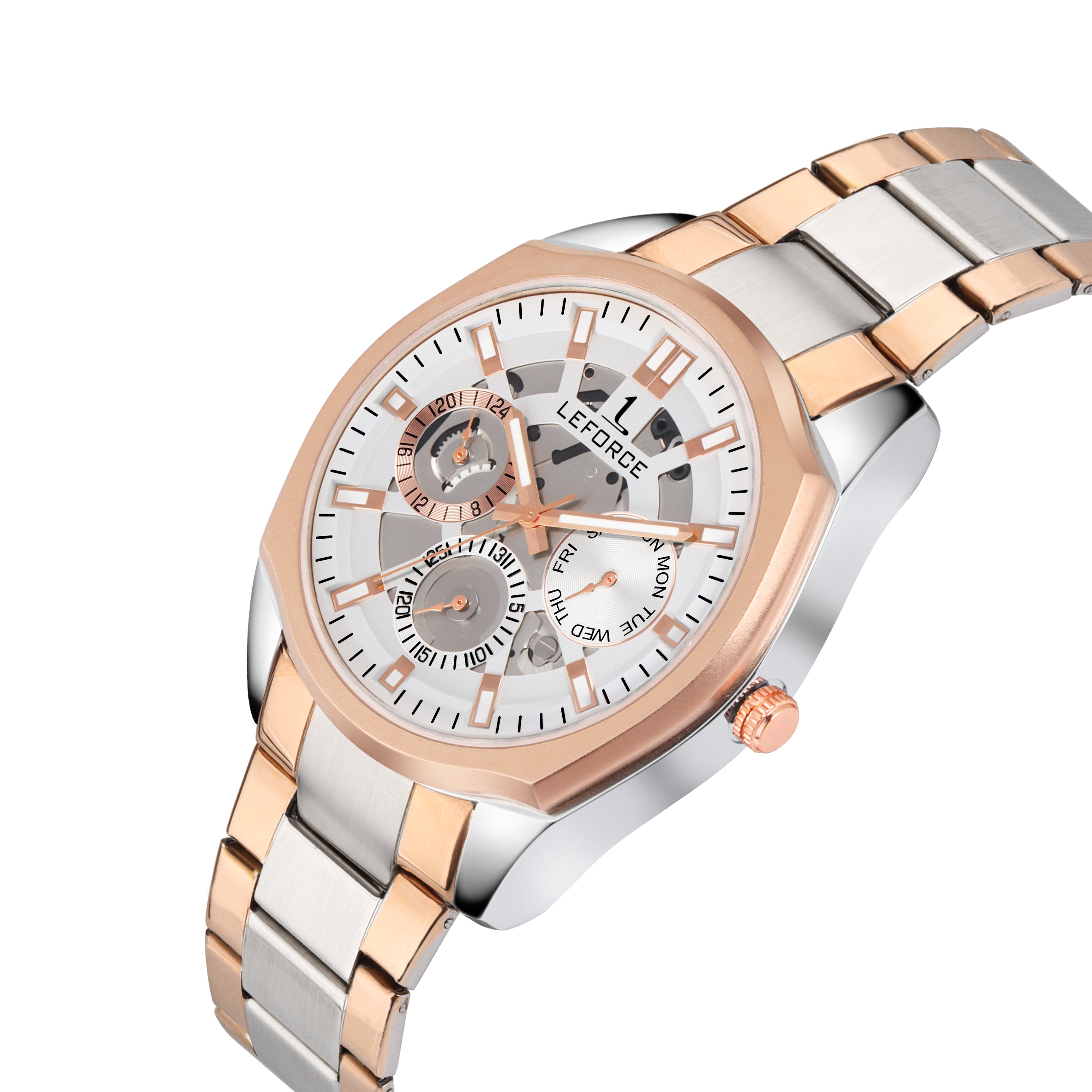 LEFORCE JM78KBM Men's Rose Gold Skeleton Watch