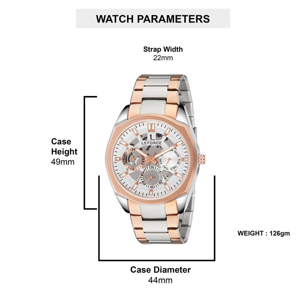 LEFORCE JM78KBM Men's Rose Gold Skeleton Watch