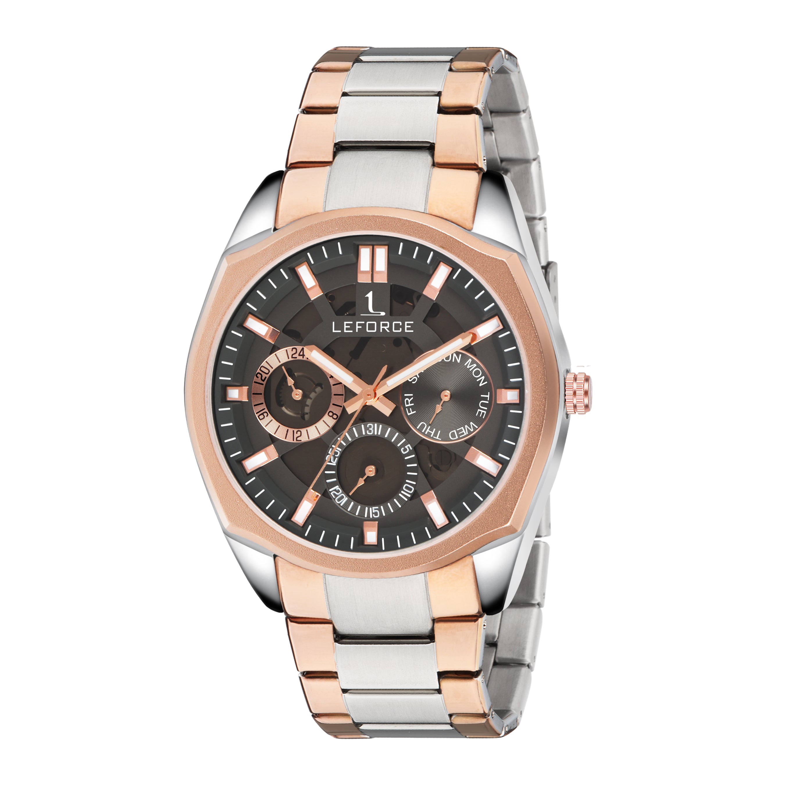 LEFORCE JM78KBM Men's Rose Gold Skeleton Watch