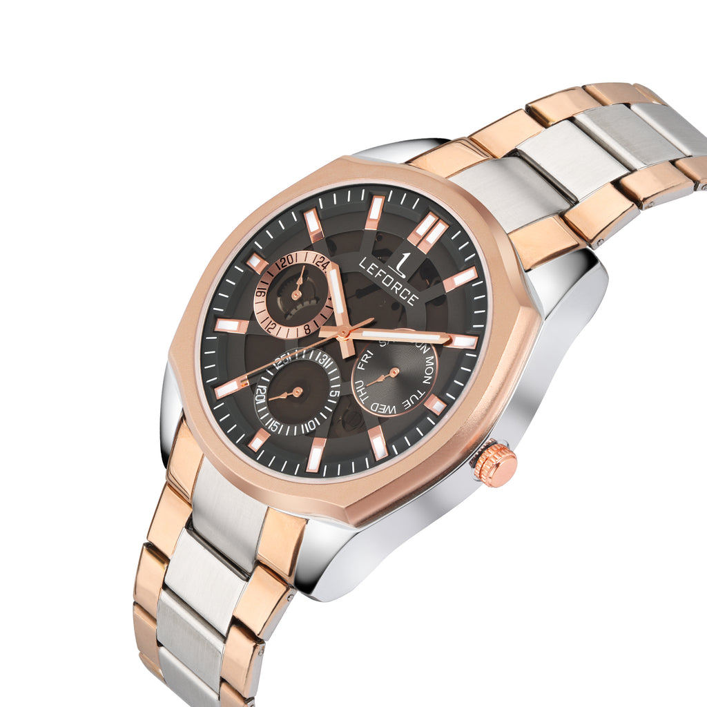 LEFORCE JM78KBM Men's Rose Gold Skeleton Watch