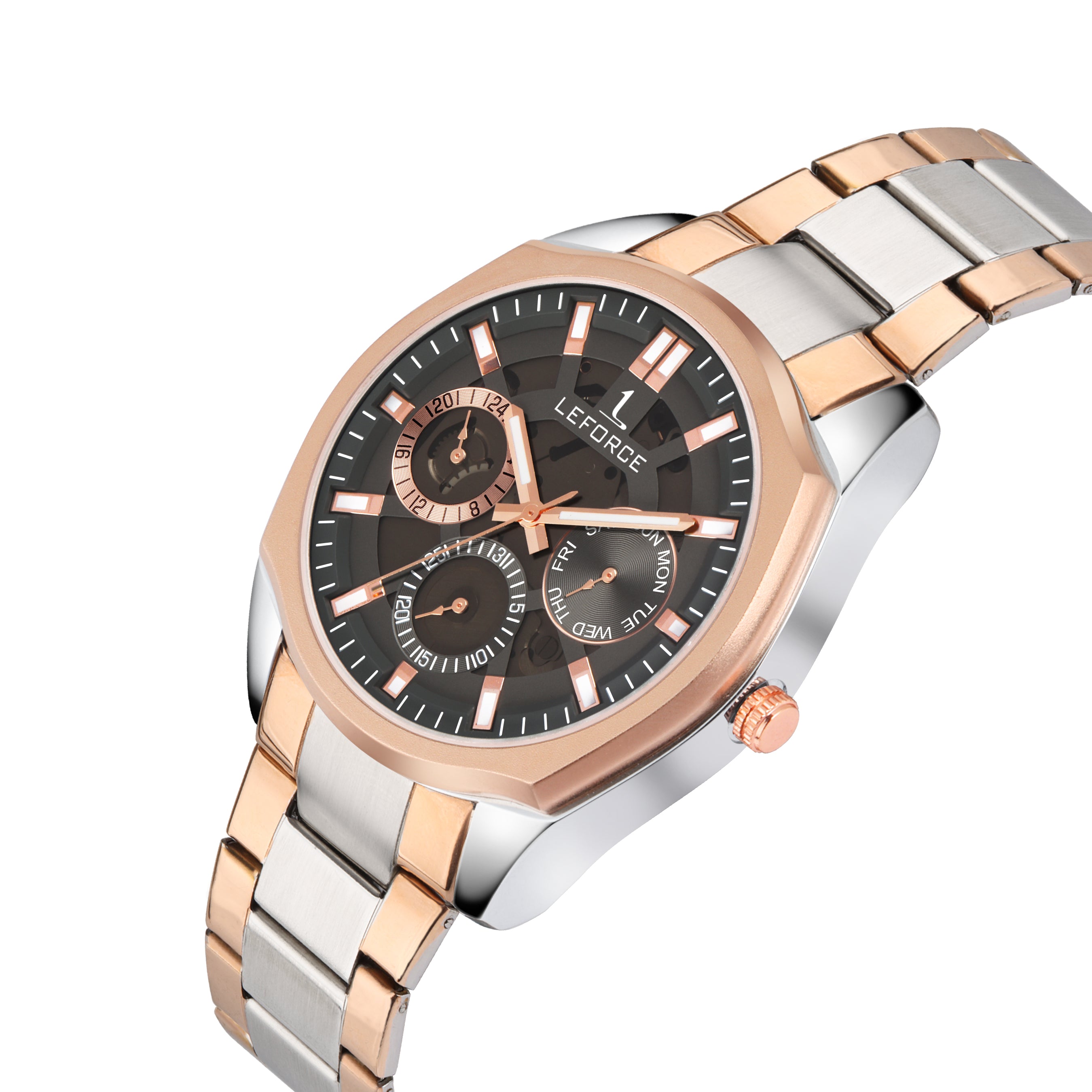 LEFORCE JM78KBM Men's Rose Gold Skeleton Watch