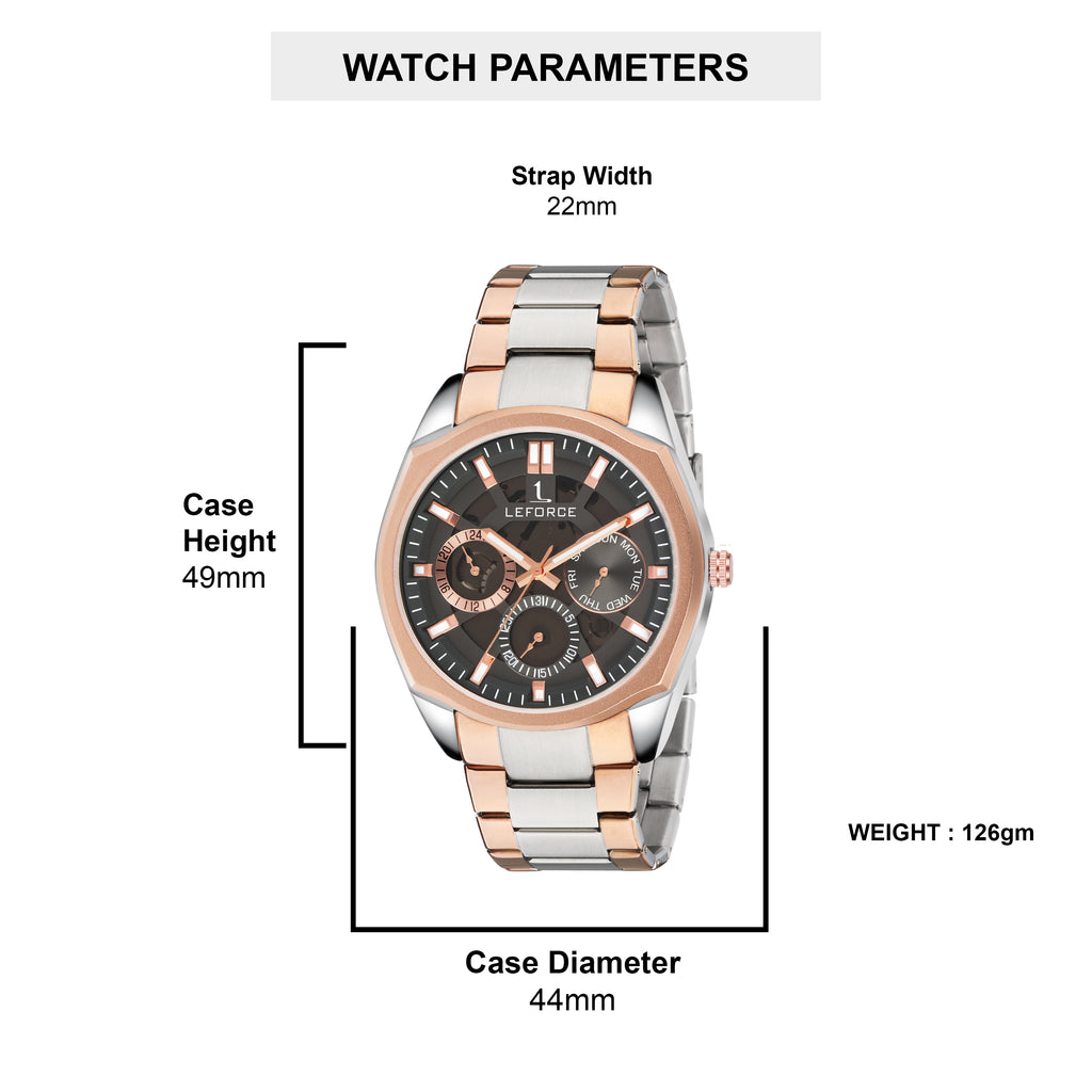 LEFORCE JM78KBM Men's Rose Gold Skeleton Watch
