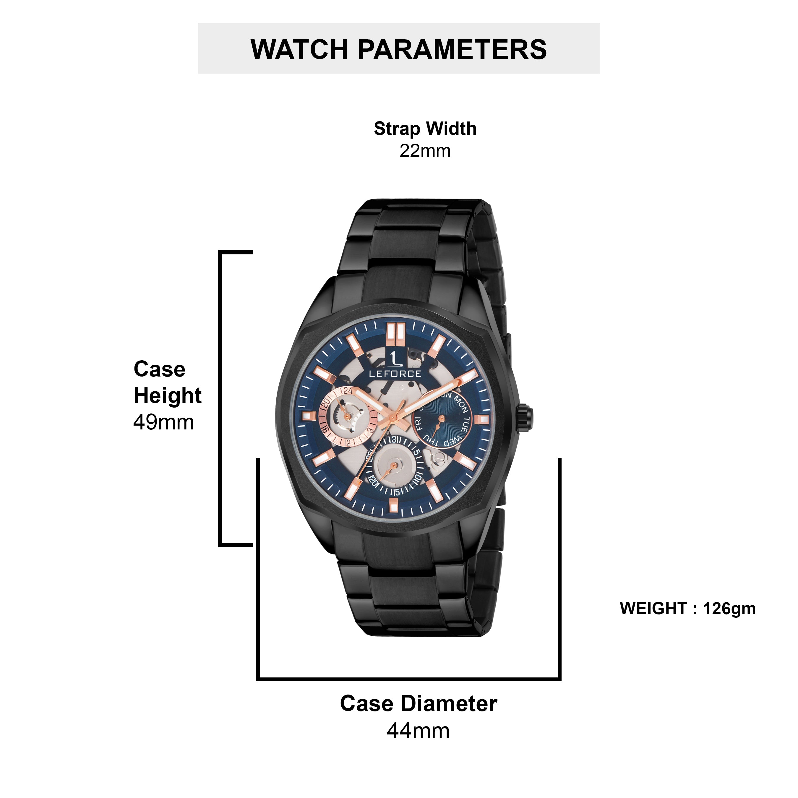 LEFORCE Men's Rose Gold Two-Tone Skeleton Watch – JM78NM