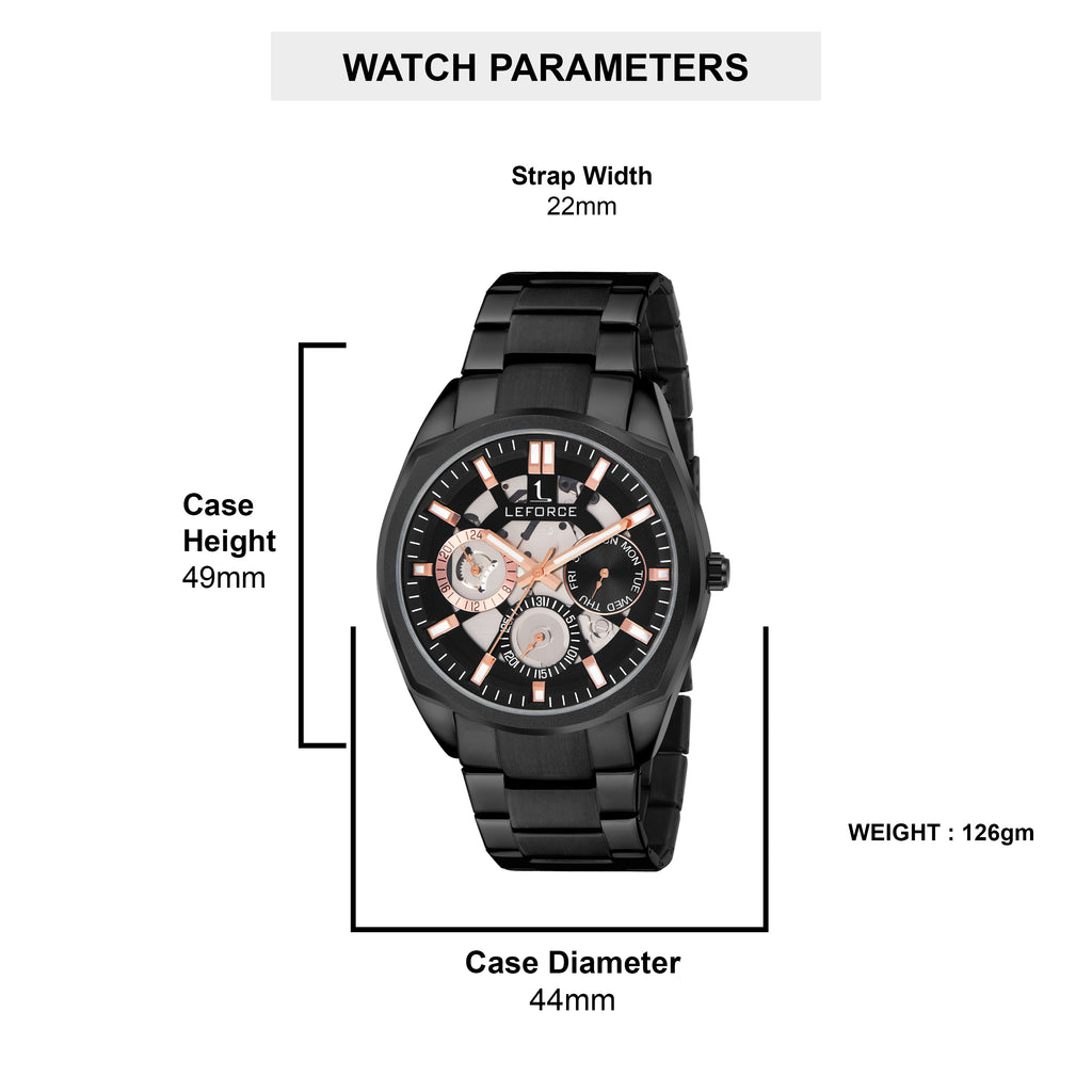 LEFORCE Men's Rose Gold Two-Tone Skeleton Watch – JM78NM