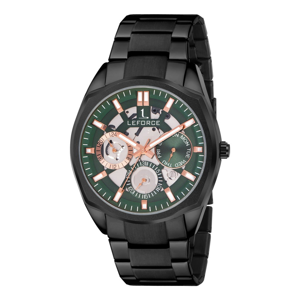 LEFORCE Men's Rose Gold Two-Tone Skeleton Watch – JM78NM