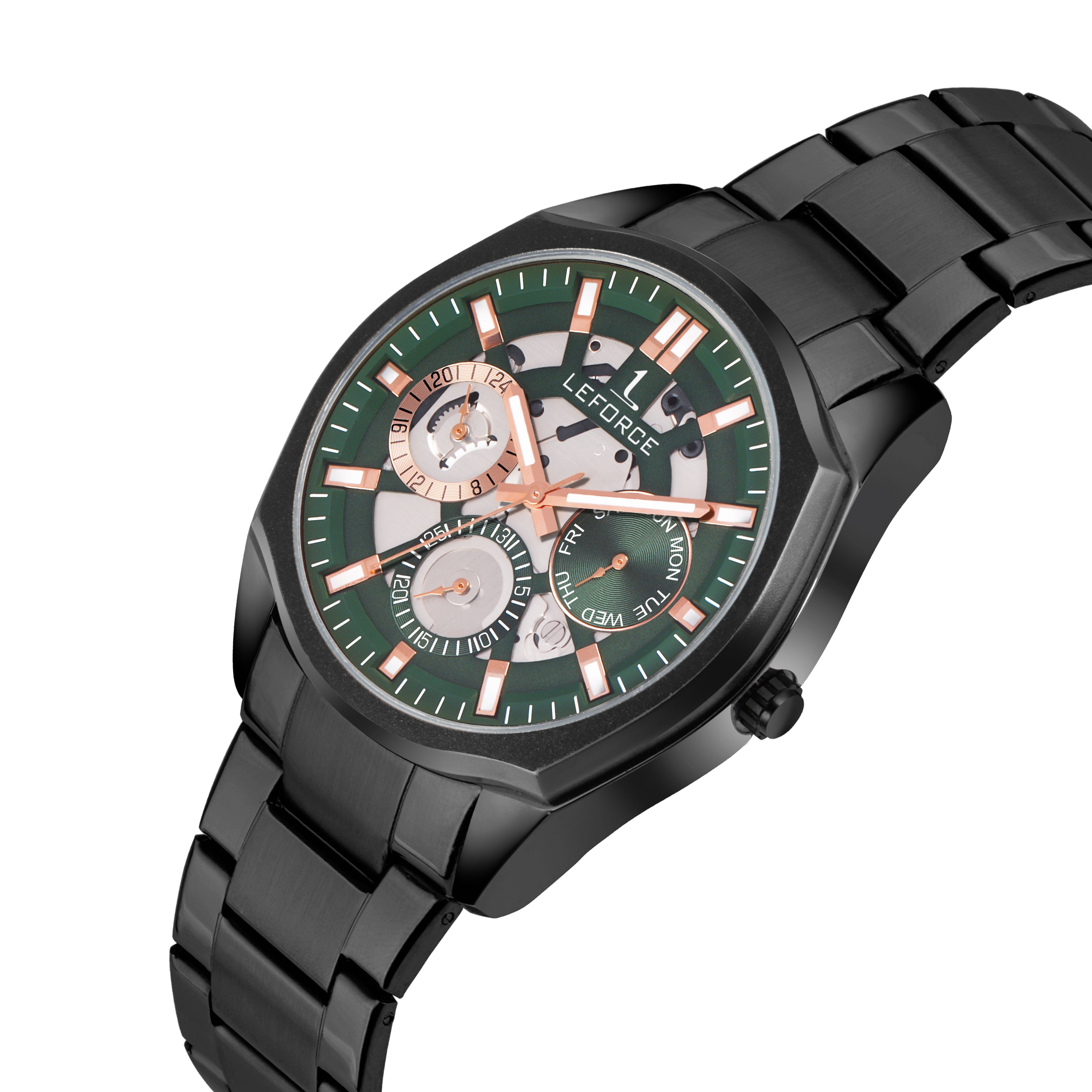 LEFORCE Men's Rose Gold Two-Tone Skeleton Watch – JM78NM