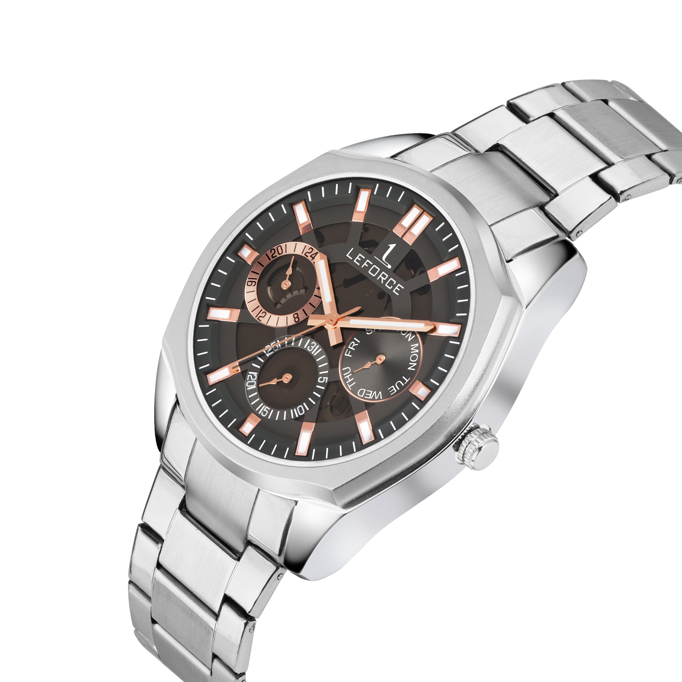 LEFORCE Men's Rose Gold Two-Tone Skeleton Watch – JM78SM