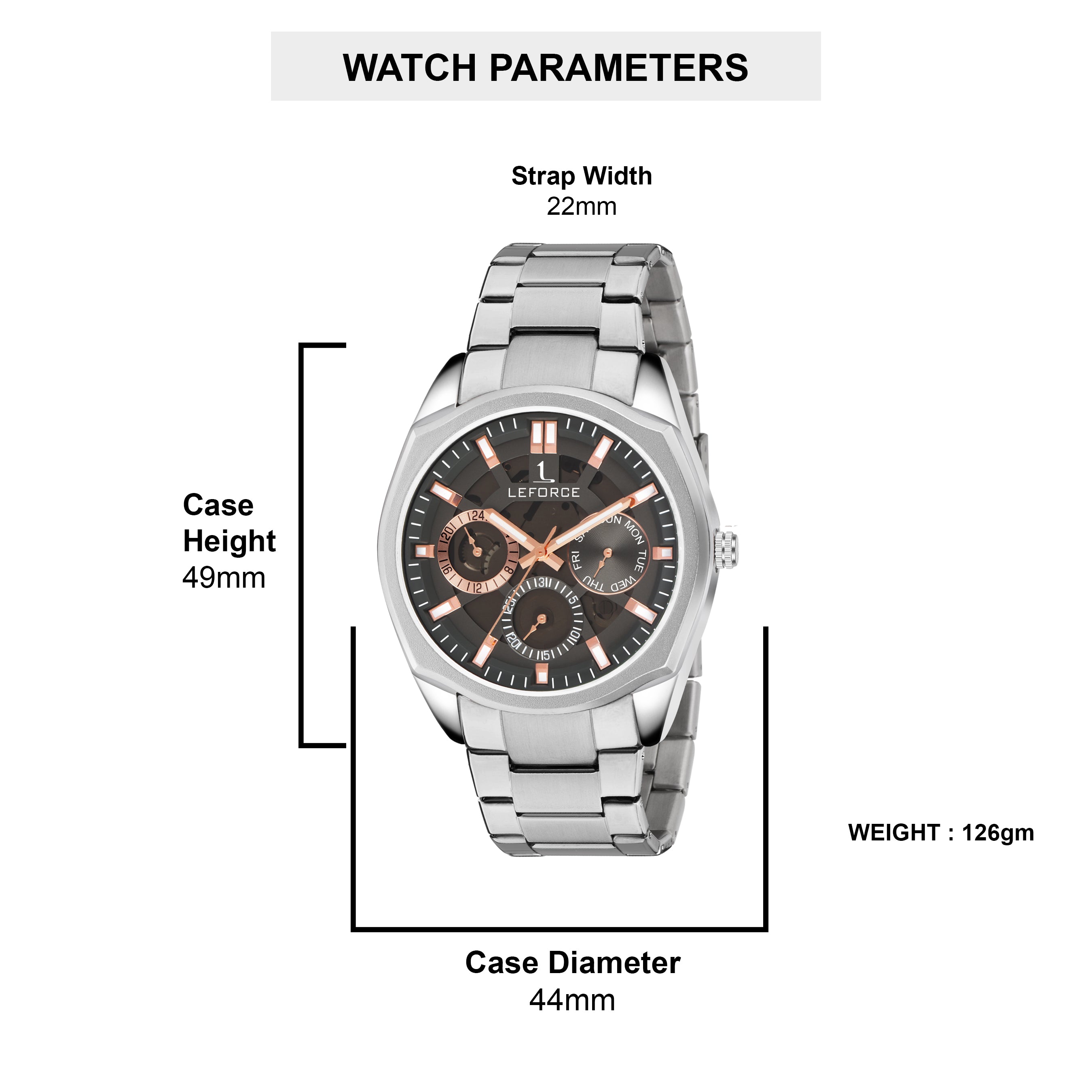 LEFORCE Men's Rose Gold Two-Tone Skeleton Watch – JM78SM
